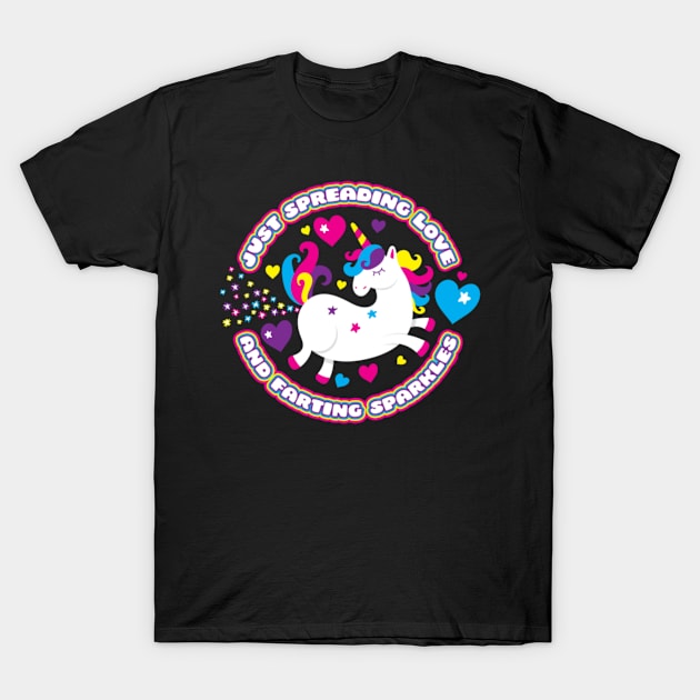 Just Spreading Love and Farting Sparkles  Unicorn T-Shirt by Xizin Gao